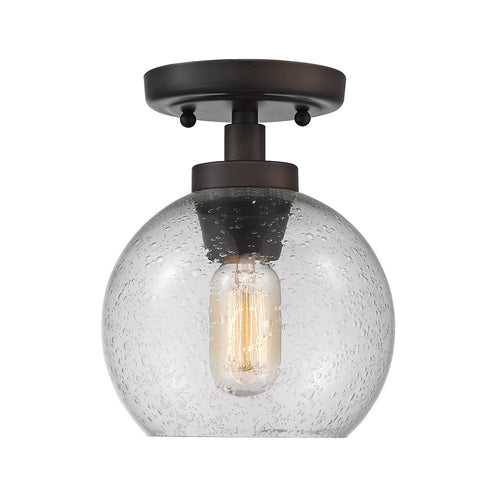Galveston Flush Mount in Rubbed Bronze with Seeded Glass, Lighting, Laura of Pembroke