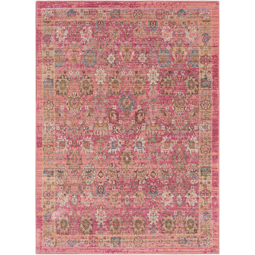 Pink Patterned Machine Woven Rug 7'10