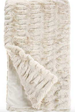 Ivory Mink Faux Fur Throw Blanket