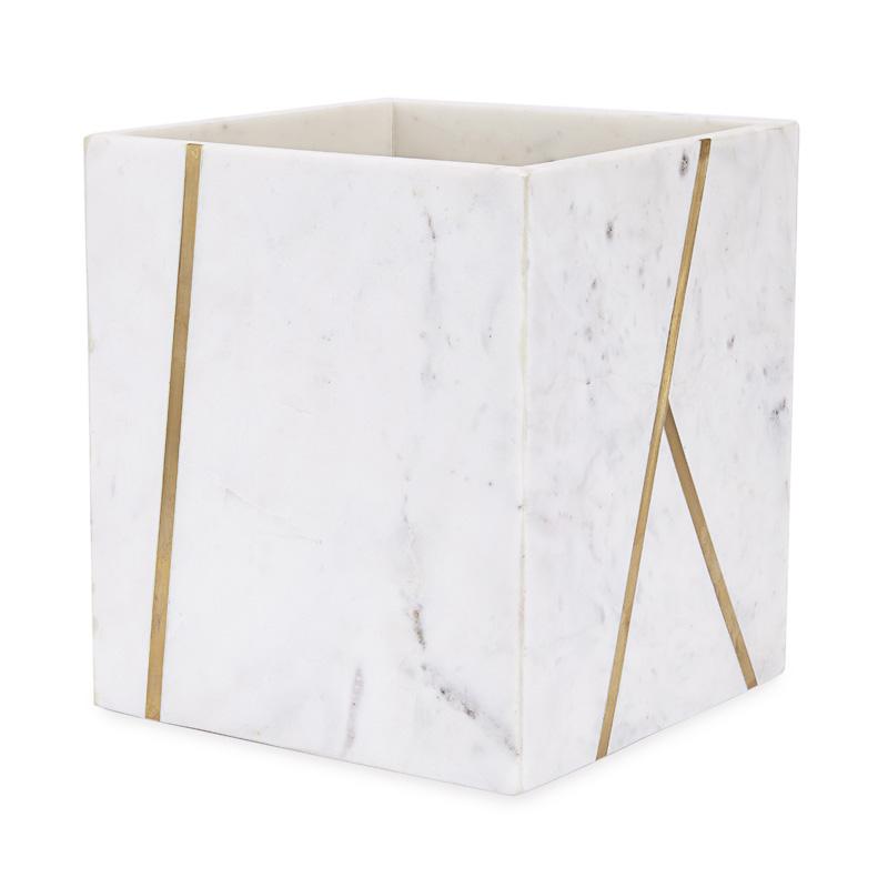 Marble and Brass Waste Basket