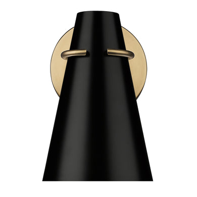 Reeva 1 Light Wall Sconce in Modern Brass with Matte Black Shade