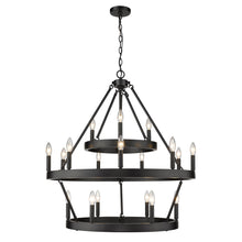 Alastair 3 Tier 3+9+6 Light Chandelier in Matte Black