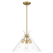 Malta 3 Light Pendant in Brushed Champagne Bronze with Clear Glass Shade