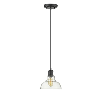 Carver 1-Light Pendant in Matte Black with Clear Glass Shade