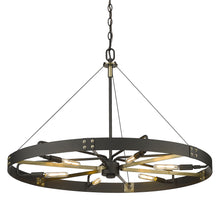 Vaughn Large Pendant in Natural Black with Aged Brass Accents