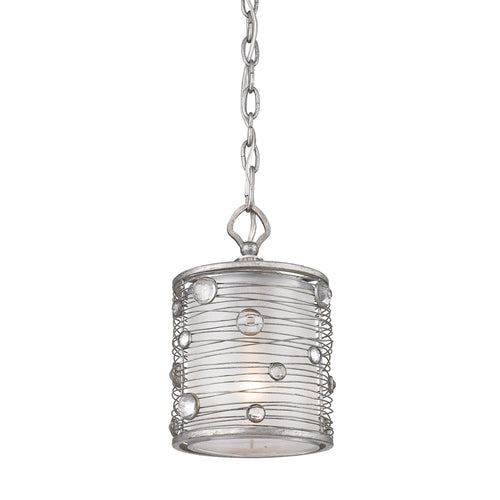 Joia Mini Pendant in Peruvian Silver with Sterling Mist Shade