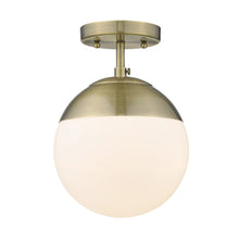 Dixon Semi-Flush in Aged Brass with Opal Glass and Aged Brass Cap
