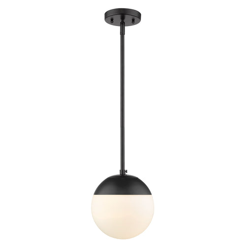 Dixon Small Pendant in Matte Black with Opal Glass and Matte Black Cap