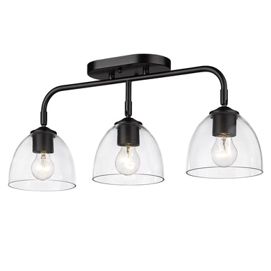 Roxie 3 Light Semi-Flush in Matte Black with Matte Black Accents