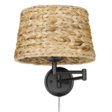 Eleanor Articulating Wall Sconce in Matte Black with Woven Sweet Grass Shade