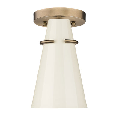 Reeva Semi-Flush in Modern Brass with Glossy Ecru Shade