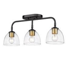 Roxie 3 Light Semi-Flush in Matte Black with Brushed Champagne Bronze Accents