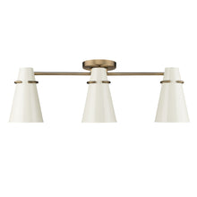 Reeva 3 Light Semi-Flush in Modern Brass with Glossy Ecru Shade