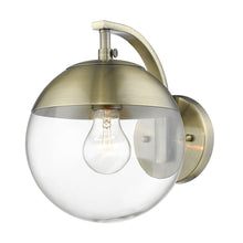 Dixon Sconce in Aged Brass with Clear Glass and Aged Brass Cap