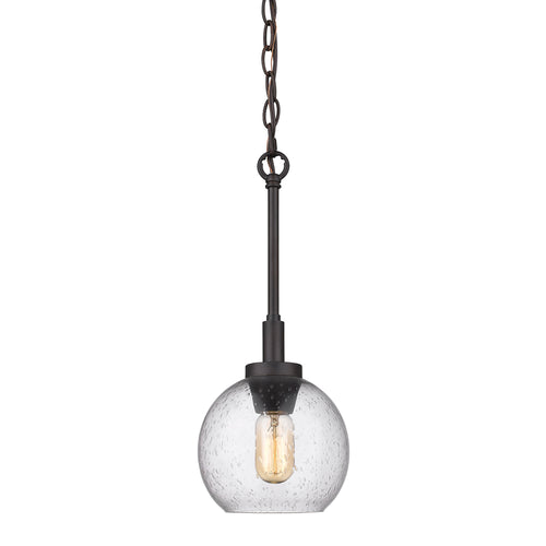 Galveston Mini Pendant in Rubbed Bronze with Seeded Glass, Lighting, Laura of Pembroke