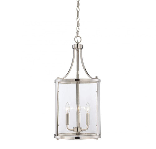 Polished Nickel 3 Light Small Foyer Lantern, Lighting, Laura of Pembroke