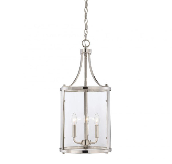 Polished Nickel 3 Light Small Foyer Lantern, Lighting, Laura of Pembroke