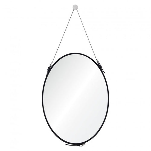 Black finish round mirror
