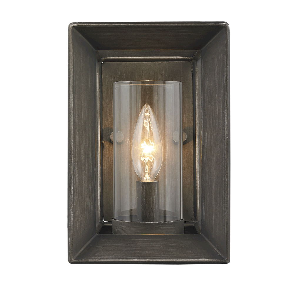 Smyth 1 Light Wall Sconce in Gunmetal Bronze with Clear Glass, Lighting, Laura of Pembroke