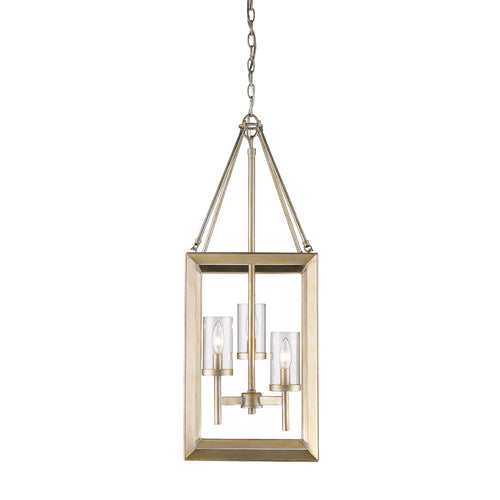 Smyth 3 Light Pendant in White Gold with Clear Glass, Lighting, Laura of Pembroke