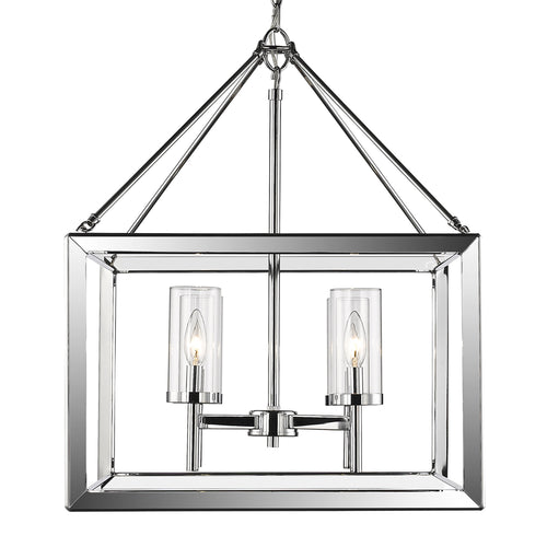 Smyth 4 Light Chandelier in Chrome with Clear Glass, Lighting, Laura of Pembroke