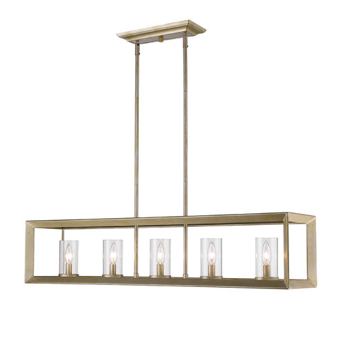 Smyth 5 Light Linear Pendant in White Gold with Clear Glass, Lighting, Laura of Pembroke