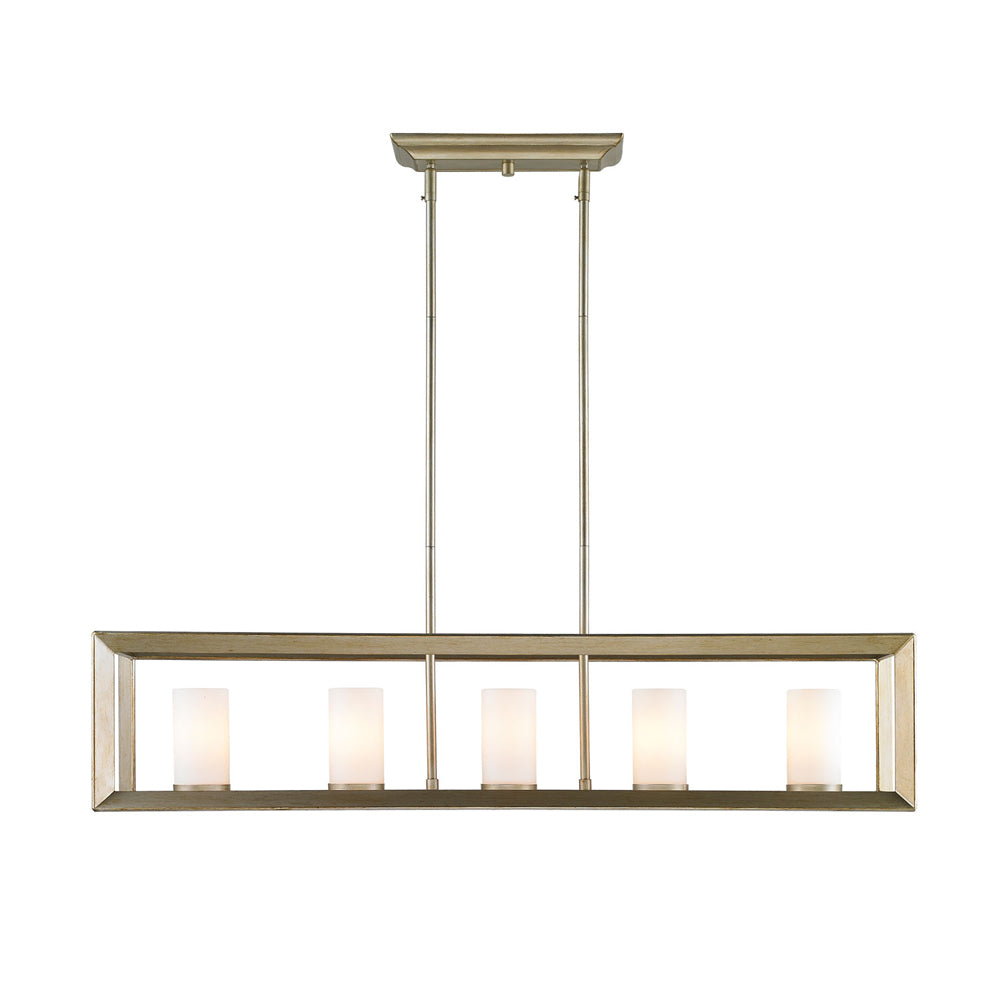Smyth 5 Light Linear Pendant in White Gold with Opal Glass, Lighting, Laura of Pembroke