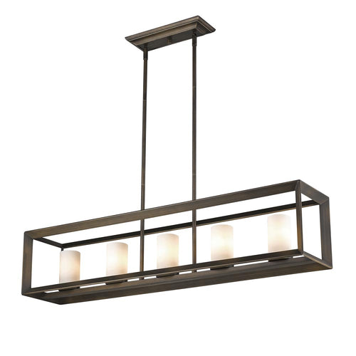 Smyth 5 Light Linear Pendant in Gunmetal Bronze with Opal Glass, Lighting, Laura of Pembroke