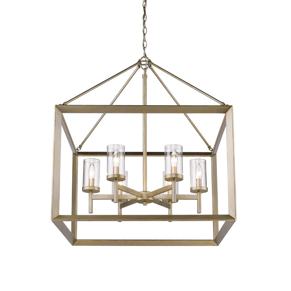 Smyth 6 Light Chandelier in White Gold with Clear Glass, Lighting, Laura of Pembroke