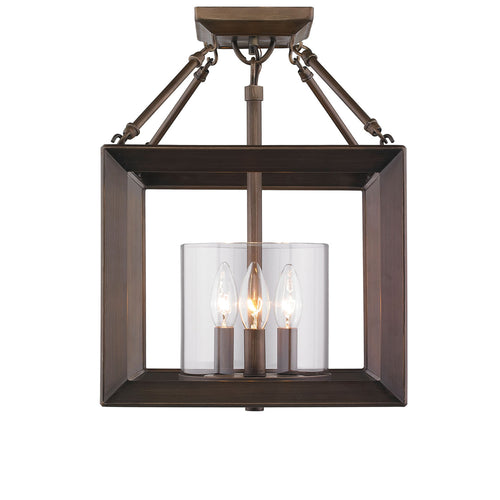 Smyth Convertible Semi-Flush in Gunmetal Bronze with Clear Glass, Lighting, Laura of Pembroke