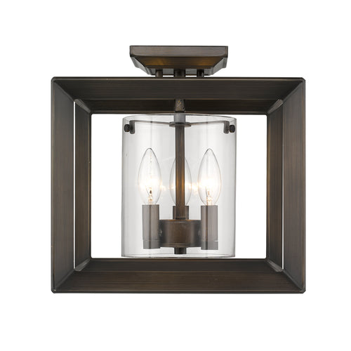 Smyth Semi-Flush (Low Profile) in Gunmetal Bronze with Clear Glass, Lighting, Laura of Pembroke