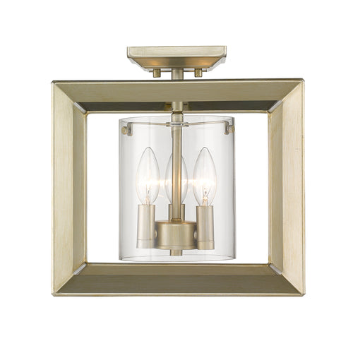 Smyth Semi-Flush (Low Profile) in White Gold with Clear Glass, Lighting, Laura of Pembroke