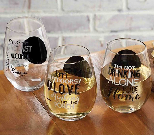 Stemless Wine Glass, Gifts, Mud Pie, Laura of Pembroke