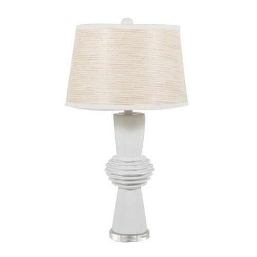 White Base Table Lamp w/ Cream Shade, Home Accessories, Laura of Pembroke