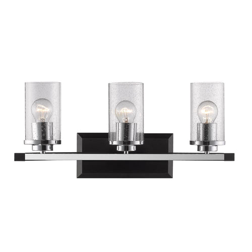 Mercer 3 Light Bath Vanity in Black with Seeded Glass, Lighting, Laura of Pembroke