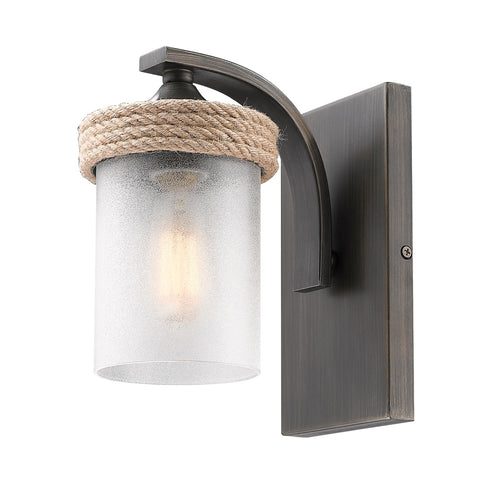 Chatham 1 Light Bath Vanity in Gunmetal Bronze with Clear Sandblasted Glass, Lighting, Laura of Pembroke