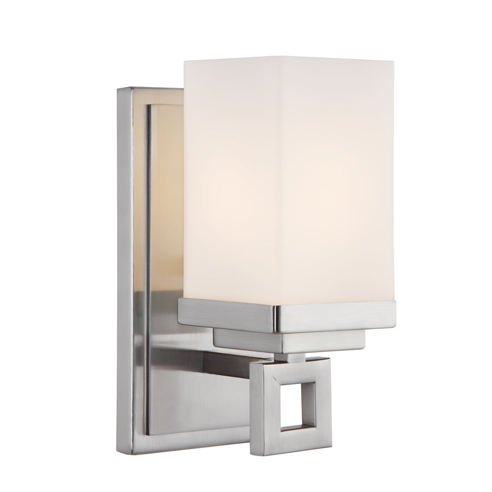 Nelio 1 Light Bath Vanity in Pewter with Cased Opal Glass, Lighting, Laura of Pembroke