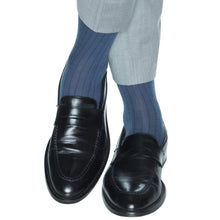 BAY BLUE RIBBED WOOL OTC SOCK