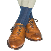 BAY BLUE RIBBED WOOL OTC SOCK
