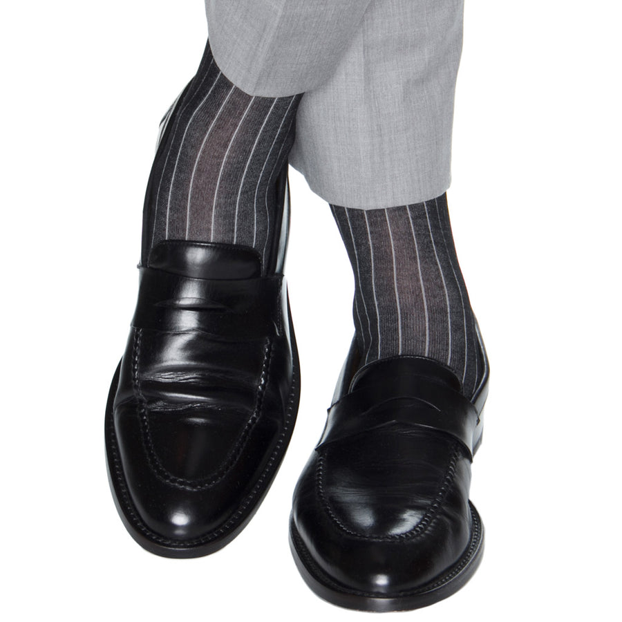 BLACK/ASH VERTICAL STRIPE MC SOCK