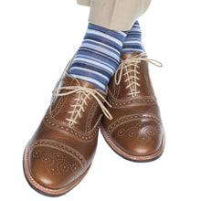 DRESS NAVY VARIEGATED STRIPE WOOL MC SOCK
