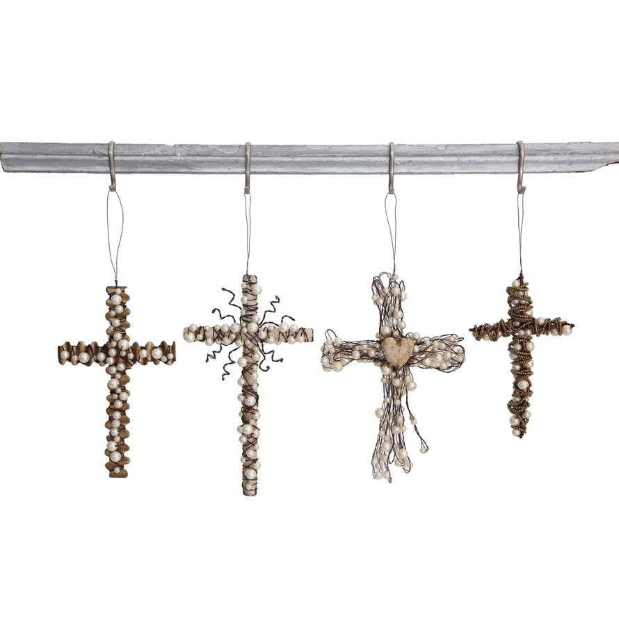Bead Wire Cross Ornament