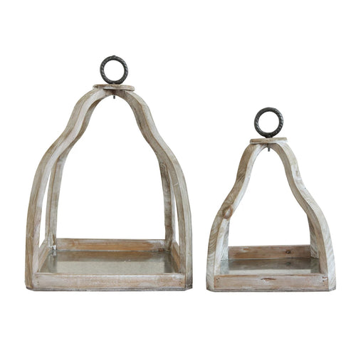 WOOD AND METAL TABLE TOP DECOR SMALL